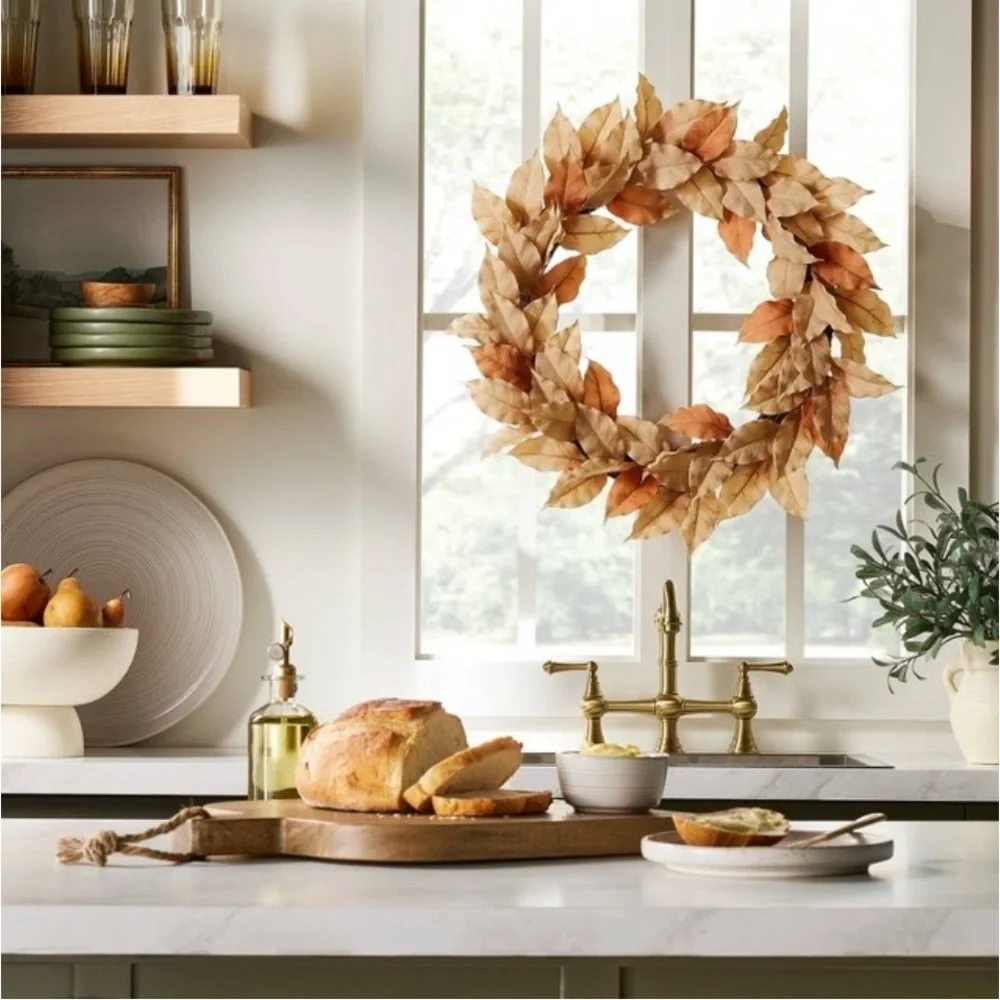 Studio McGee Nuetral Leaf Wreath Threshold